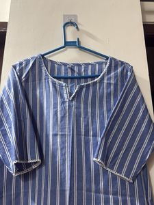 Blue Striped Kurta Set