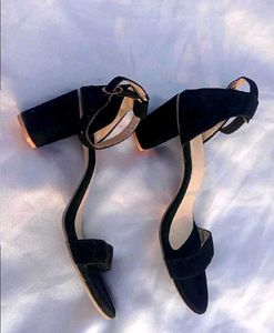 Stylish Black Ankle Strap Heels