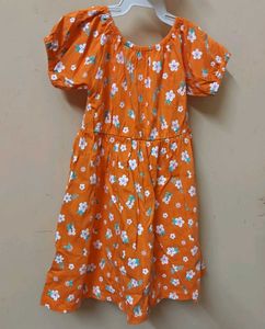 Cute Orange Floral Baby Dress &amp; Bloomer