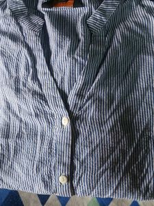 Blue Striped Button-Up Shirt
