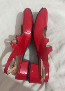 Bright Red Mary Jane Style Heels