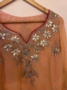 Peach &amp; Hot Pink Gotapatti Sharara suit