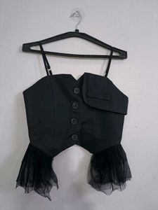 Black Corset Top with Tulle