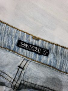Light Wash Denim Skirt with Slit
