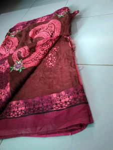 Maroon Paisley Print Sari