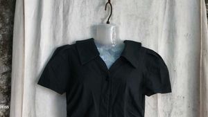 Chic Black Button-Up Shirt Dress
