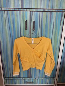 Yellow V-Neck Wrap Crop Top