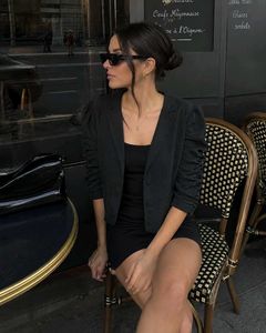 Black Ruched Sleeves Blazer