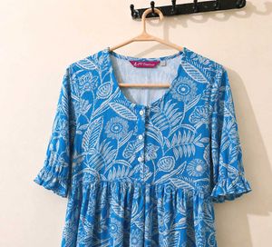 Blue Floral Print Kurta
