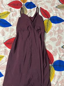 Elegant Burgundy Spaghetti Strap Dress