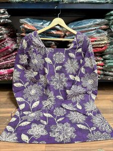 Purple Floral Short Tunic back Dori xs ans s Siize