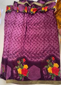 Beautiful Purple Floral Print Saree
