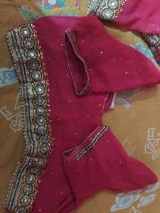 Elegant Pink Embellished Saree with Blouse