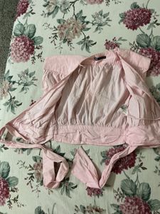 ZARA Pink Wrap Front Crop Top
