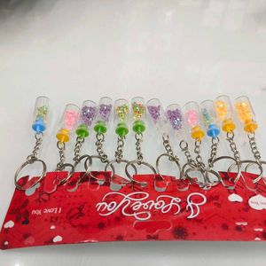 Sparkling Glitter Bottle Keychain Set