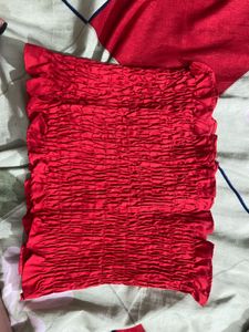Smocked Red Cropped Top