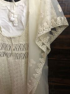 Ivory Lace Maxi Dress with Flutter Sleeves