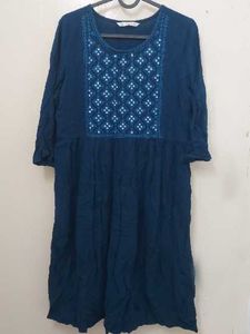 Navy Blue Embroidered Kurta