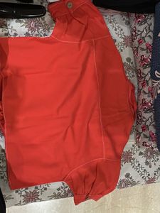 Chic Orange Tie-Front Crop Top