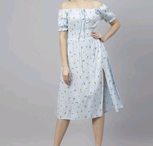 Blue Floral Printed Dress