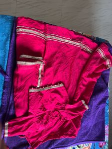 Elegant Pink Lehenga Set with Gold Trim