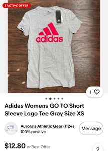 Adidas Grey &amp; Red Logo T-Shirt