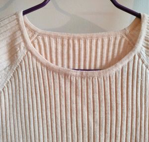 Light Cream Ribbed Sweater