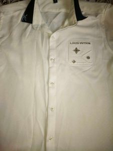 White Designer Shirt | LV Style Print | Premium Lo