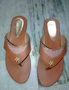 Elegant Ethnic Tan Slip-On Flats for Women