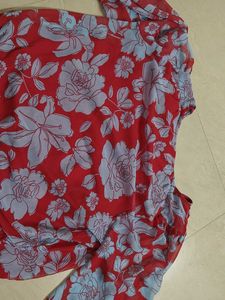 Red Floral Print Blouse
