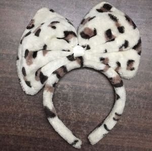 Leopard Print Fur Bow Hairband