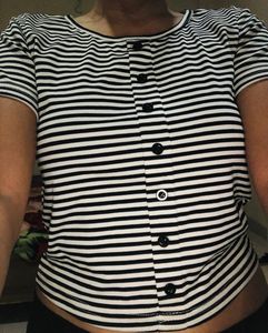 Size-S- Chic Striped Button-Up Cropped Top