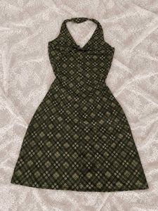Green Plaid Halter Dress