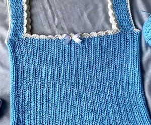 Cute Blue Crochet Tank Top