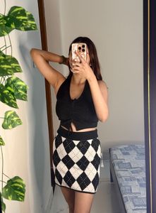 Argyle Knit Mini Skirt