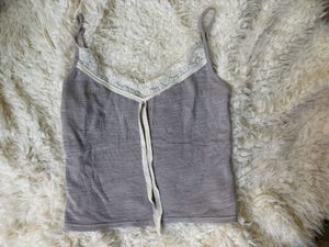 Grey Lace Trim Cami Top