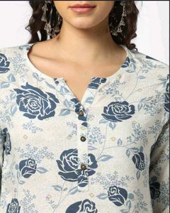 Floral Print Kurta with White Pants