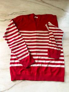 Red & White Striped Knit pullover