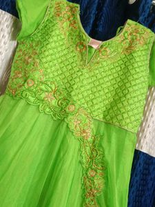 Green Embroidered Ethnic Gown