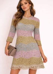 Chic Lace Striped Mini Dress
