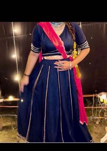 Navy Blue Lehenga Choli without duppata