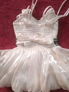 Elegant White &amp; Green Party wear Dress