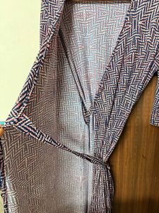 Patterned Wrap Dress🩵