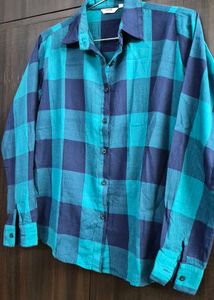 Stylish Blue &amp; Teal Plaid Long Sleeve Shirt