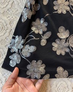 Sequin Floral Print Top &amp; Skirt Combo