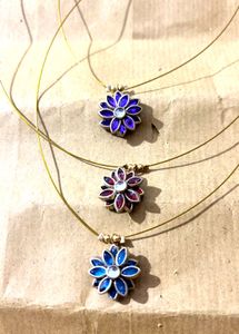 Set of 3 Flower Pendant Necklaces