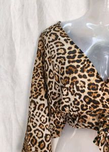 Leopard Print Wrap Crop Top