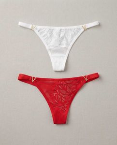 Lace Thong Panties - Red &amp; White Combo