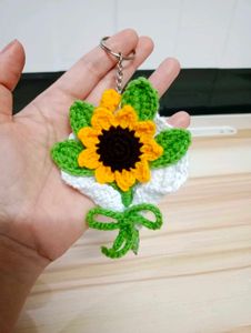 Crochet Sunflower Keychain