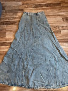 Denim Maxi Skirt with Zipper